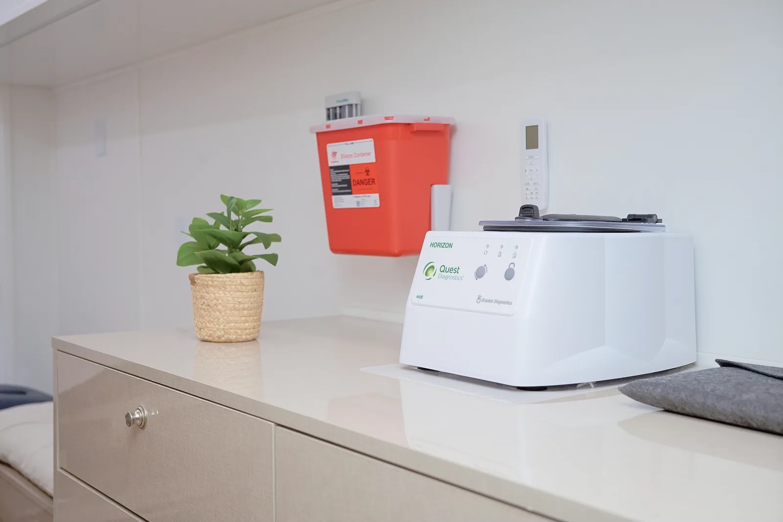 On-board Quest Diagnostics lab station inside the PrimeCare Mobile Medical Office