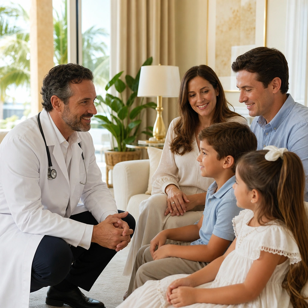 A Prime Care VIP physician visiting a multigenerational family at home